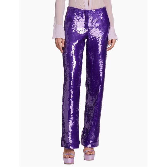 NWT LaQuan Smith Sequin-Embroidered Trousers Size L $1500